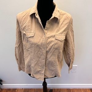 Laura large petite brown corduroy long sleeve button up shirt